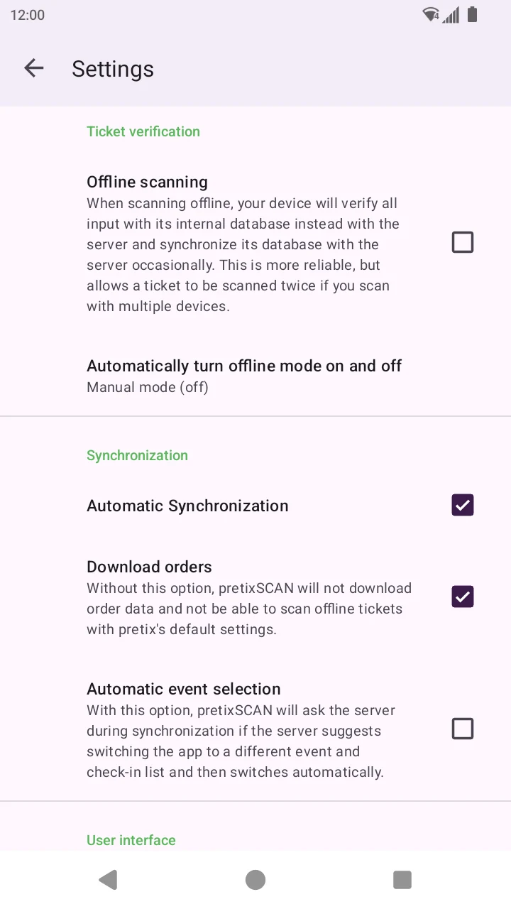 pretixSCAN – Ticket scanning screenshot